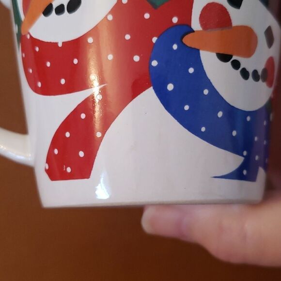 Adorable Vintage Ceramic Season's Greetings Snowman Coffee Hot Cocoa Mug - Picture 7 of 9